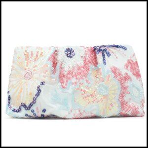 Beaded Sequin Clutch Evening Bag Floral Embroidery Formal Wedding Party Elegant
